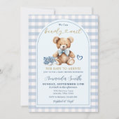 我々はbearly待つことができるクマベビーシューズ赤ちゃんシャワー 招待状 (正面)