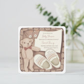 我々はbearly待つことができる – ニュートラルヴィンテージベビーシャワー 招待状 (スタンド正面)