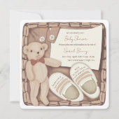 我々はbearly待つことができる – ニュートラルヴィンテージベビーシャワー 招待状 (正面)