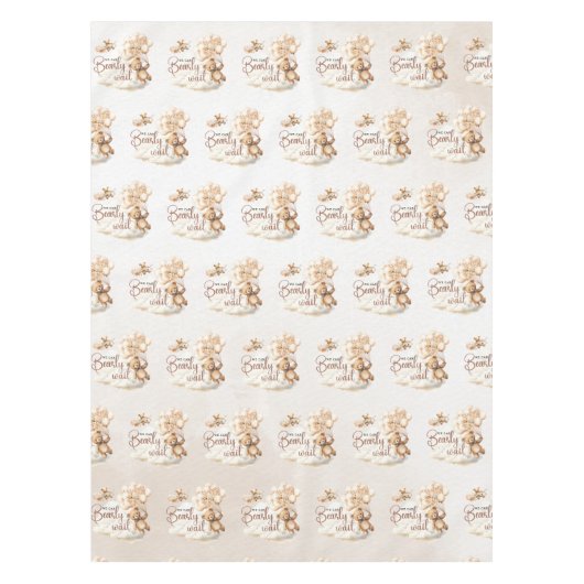 我々はbearly待つことができるBohoかわいいクマ赤ちゃんシャワー テーブルクロス (正面)