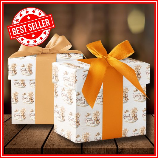 我々はbearly待つことができるBohoかわいいクマ赤ちゃんシャワー ラッピングペーパーシート