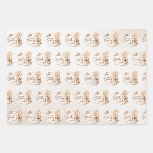 我々はbearly待つことができるBohoかわいいクマ赤ちゃんシャワー ラッピングペーパーシート (正面3)