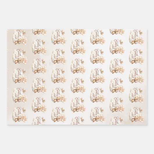 我々はbearly待つことができるBohoかわいいクマ赤ちゃんシャワー ラッピングペーパーシート (正面)