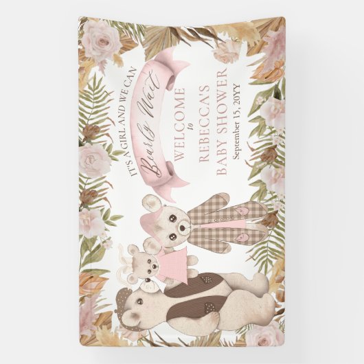 我々はbearly待つことができるBohoベアファミリー赤ちゃんシャワーBa 横断幕 (縦)