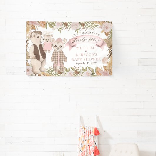 我々はbearly待つことができるBohoベアファミリー赤ちゃんシャワーBa 横断幕 (インサイチュ)