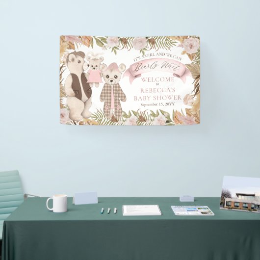 我々はbearly待つことができるBohoベアファミリー赤ちゃんシャワーBa 横断幕 (トレードショー)