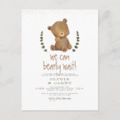 我々はbearly待つことができクマリース&金ゴールドベビーシャワー ポストカード (正面)