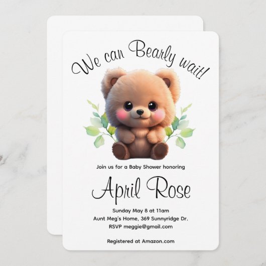 我々はbearly待つことができテディベアbohoベビーシャワー 招待状 (正面/裏面)