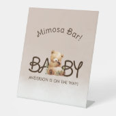 我々はbearly待つことができベイビーシャワーミモザバー 台座サイン (正面)