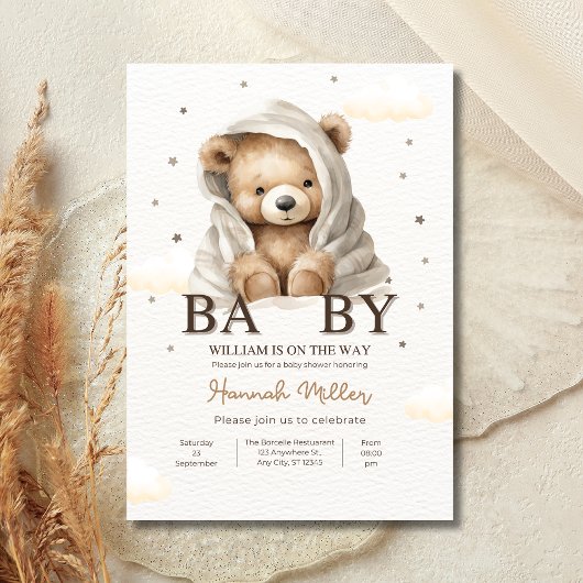 我々はbearly待つことができ赤ちゃんシャワー少年テディベアベビー 招待状