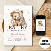 我々はbearly待つことができ赤ちゃんシャワー少年テディベアベビー 招待状