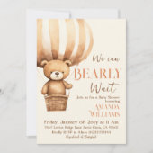 我々はbeigeベビーシャワーをbearly待つことができる 招待状 (正面)