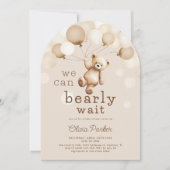 我々はbeige茶色のクマ赤ちゃんシャワーを心待ちできる 招待状 (正面)