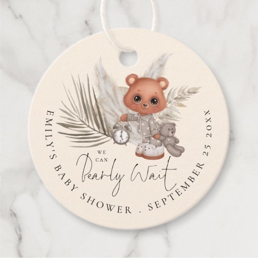 我々はBohoシックな赤ちゃんシャワー感謝していを心待ちできる フェイバータグ (正面)