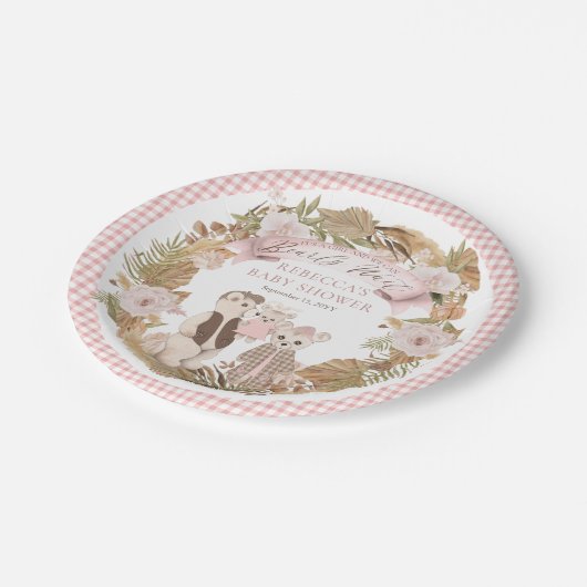 我々はBohoベアファミリー赤ちゃんシャワーを待つことができる ペーパープレート (アングル)