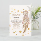 我々はBoho Bear月の赤ちゃんシャワーを待つことができる 招待状 (スタンド正面)