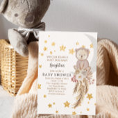 我々はBoho Bear月の赤ちゃんシャワーを待つことができる 招待状
