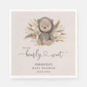 我々はBoho Bear赤ちゃんシャワーを待つことができる スタンダードランチョンナプキン (正面)