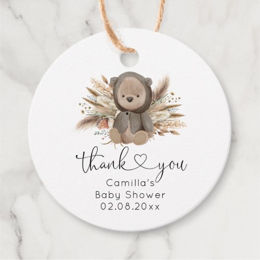 我々はBoho Bear赤ちゃんシャワーを待つことができる フェイバータグ (正面)