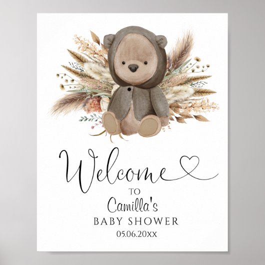 我々はBoho Bear赤ちゃんシャワーを待つことができる ポスター (正面)
