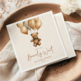 我々はBoho Teddyクマ赤ちゃんシャワーを待つことができる スタンダードカクテルナプキン
