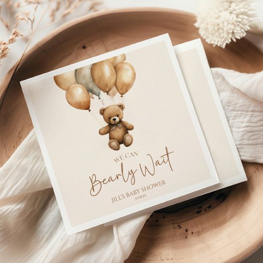 我々はBoho Teddyクマ赤ちゃんシャワーを待つことができる スタンダードカクテルナプキン