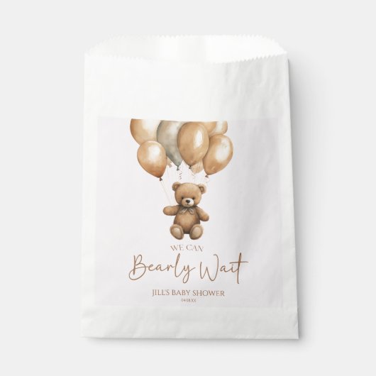 我々はBoho Teddyクマ赤ちゃんシャワーを待つことができる フェイバーバッグ (正面)