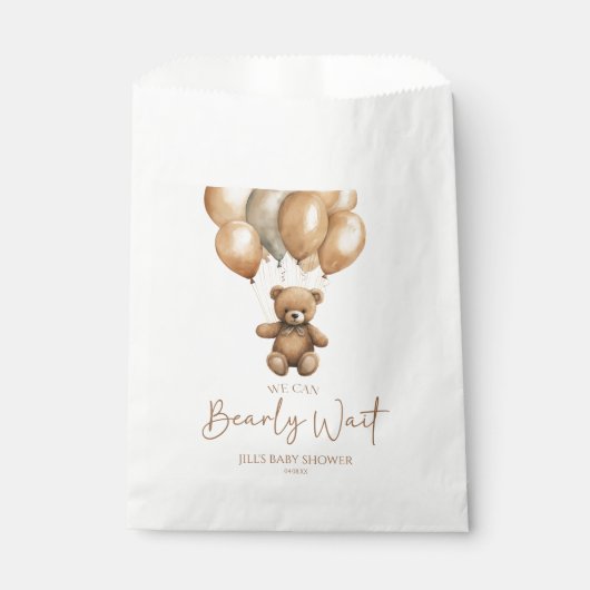 我々はBoho Teddyクマ赤ちゃんシャワーを待つことができる フェイバーバッグ (正面)