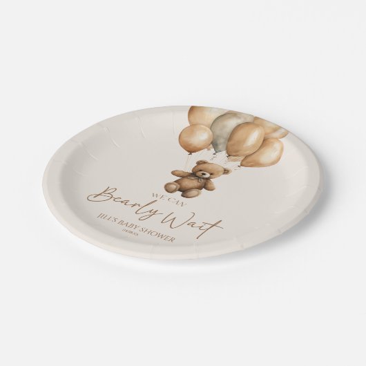 我々はBoho Teddyクマ赤ちゃんシャワーを待つことができる ペーパープレート (アングル)