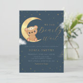 我々はBoho Teddyクマ赤ちゃんシャワーを待つことができる 招待状 (スタンド正面)