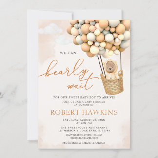 我々はBoho Teddyクマ赤ちゃんシャワーを待つことができる 招待状