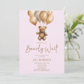 我々はBoho Teddyクマ赤ちゃんシャワーを待つことができる 招待状 (スタンド正面)