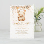 我々はBoho Teddyクマ赤ちゃんシャワーを待つことができる 招待状 (スタンド正面)