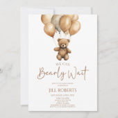 我々はBoho Teddyクマ赤ちゃんシャワーを待つことができる 招待状 (正面)