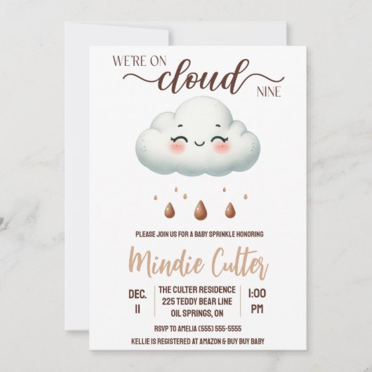 我々はCloud Nine、ベビー男女兼用Sprinkle上にある 招待状 (正面)