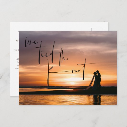 我々はKnot Elopementの発表写真を結んだ 案内ポストカード (正面/裏面)