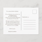 我々はKnot Elopementの発表写真を結んだ 案内ポストカード (裏面)