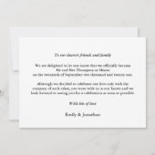 我々はKnot Photo Elopementの発表を結んだ 招待状 (裏面)