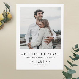 我々はKnot Photo Elopementモダンの結び付け結婚た 案内状