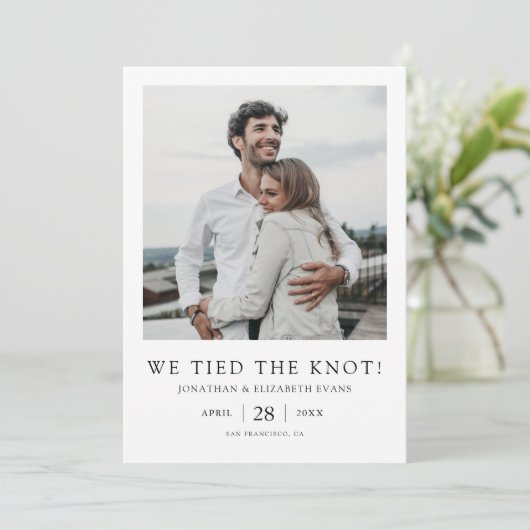 我々はKnot Photo Elopementモダンの結び付け結婚た 案内状 (スタンド正面)