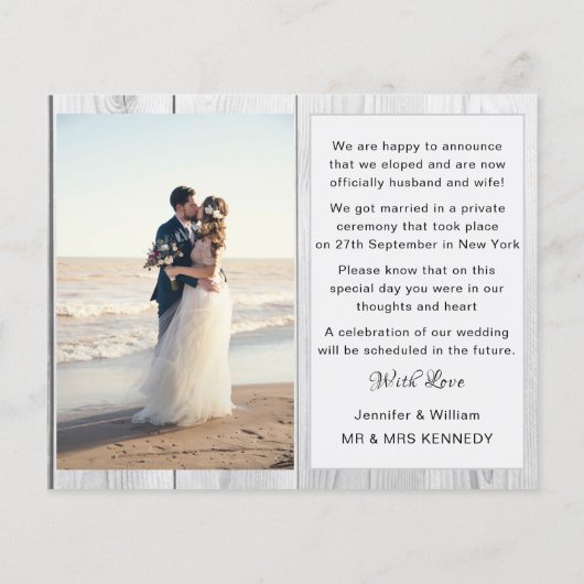 我々はPhoto Collage Woodの発表結婚を逃れた (裏面)