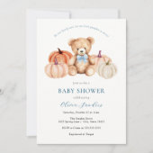 我々はPumpkinテディベア赤ちゃんシャワーを心待ちできる 招待状 (正面)