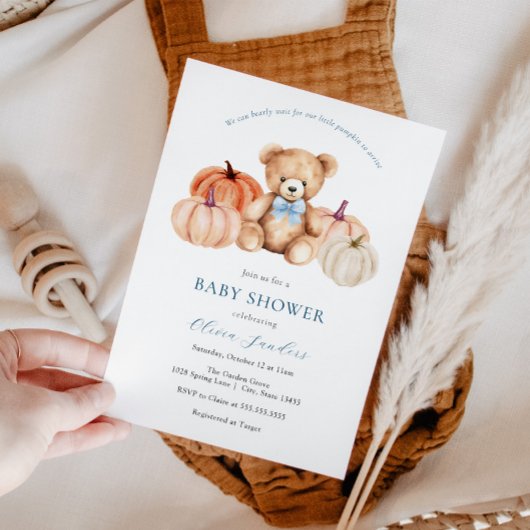我々はPumpkinテディベア赤ちゃんシャワーを心待ちできる 招待状