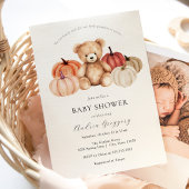 我々はPumpkinテディベア赤ちゃんシャワーを心待ちできる 招待状