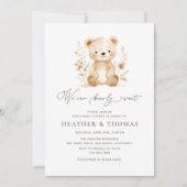 我々はQRニュートラルbohoベビーブシャワーを待つことができる 招待状 (正面)