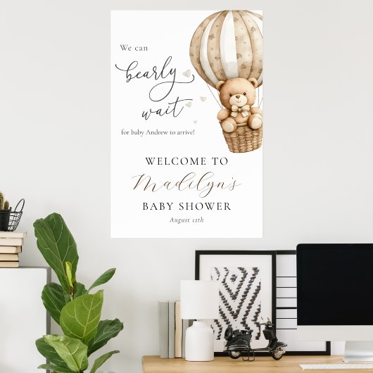 我々はTeddyクマ赤ちゃんシャワー歓迎を待つことができる ポスター (ホームオフィス)