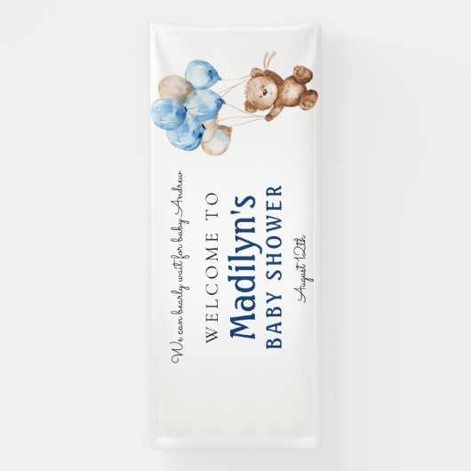 我々はTeddyクマ赤ちゃんシャワー歓迎を待つことができる 横断幕 (縦)