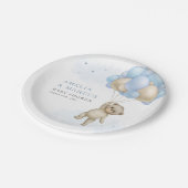 我々はTeddy Bear男の子の赤ちゃんシャワーInviを待つことができる ペーパープレート (アングル)