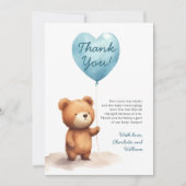 我々はTeddy Bear Blue Boy Baby Showerを待つことができる サンキューカード (正面)