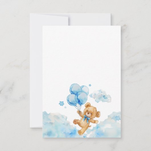 我々はTeddy Bear Blue Boy Baby Showerを待つことができる サンキューカード (裏面)